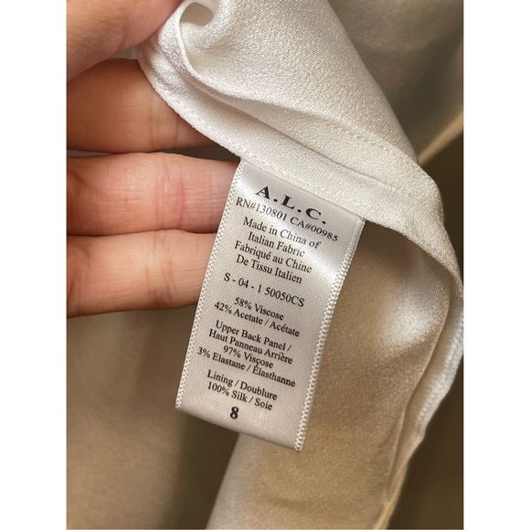 A.L.C. Leigh Silk Lined Top White Size 8 - Picture 4 of 5